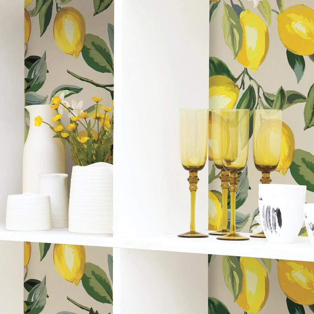 Lemon Zest Peel and Stick Wallpaper (Beige)