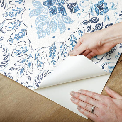 Persian Damask Peel and Stick Wallpaper (Blue)