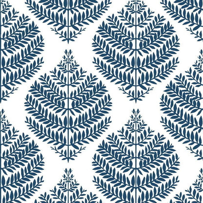 Hygge Fern Damask Peel and Stick Wallpaper (Blue)