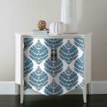 Hygge Fern Damask Peel and Stick Wallpaper (Blue)