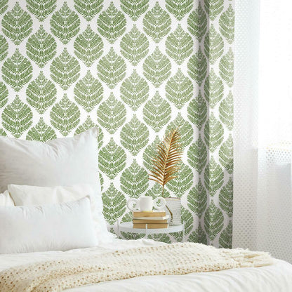 Hygge Fern Damask Peel and Stick Wallpaper (Green)