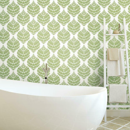 Hygge Fern Damask Peel and Stick Wallpaper (Green)
