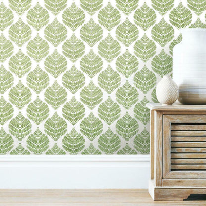 Hygge Fern Damask Peel and Stick Wallpaper (Green)