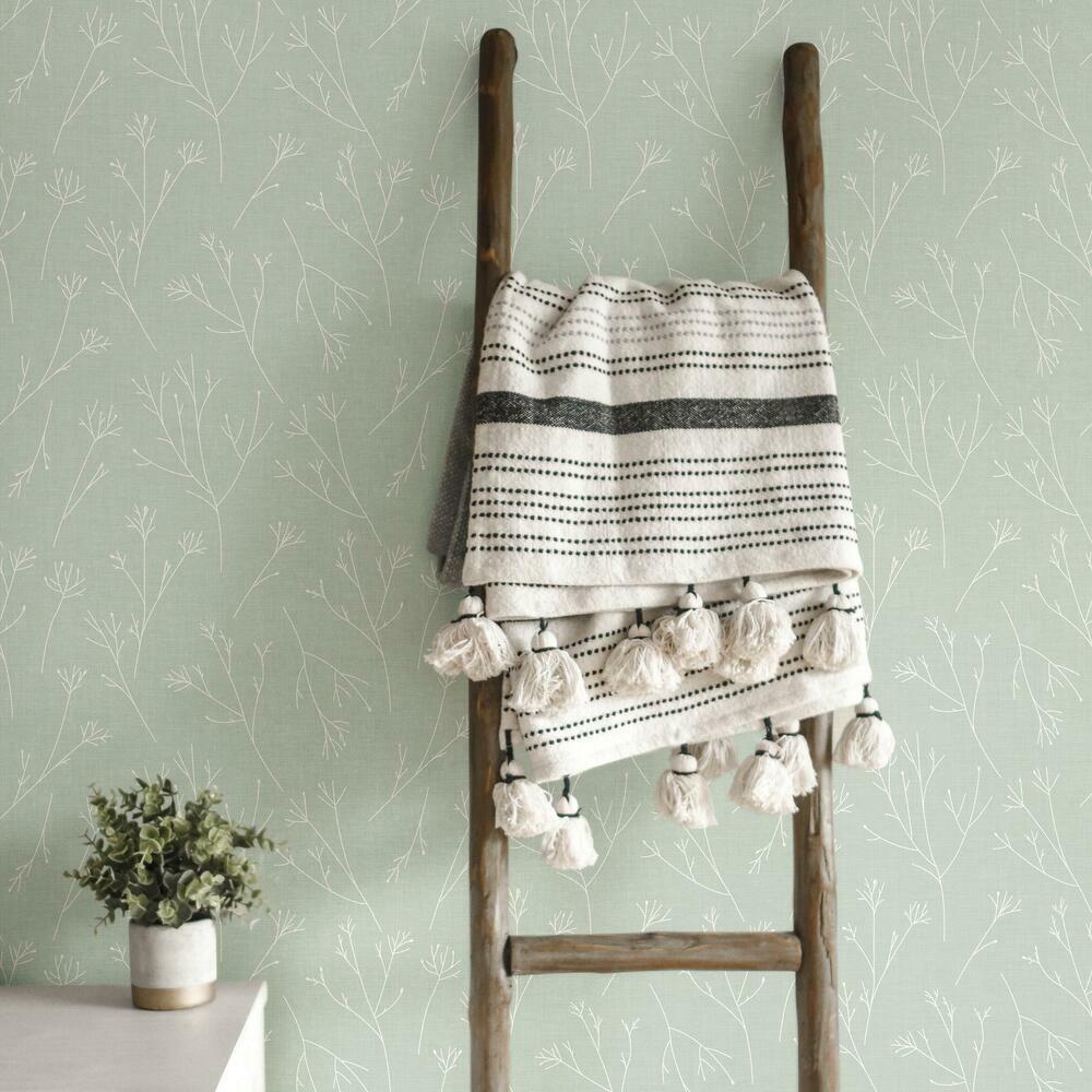 Twigs Peel and Stick Wallpaper (Green)