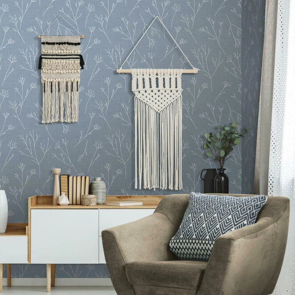 Twigs Peel and Stick Wallpaper (Blue)
