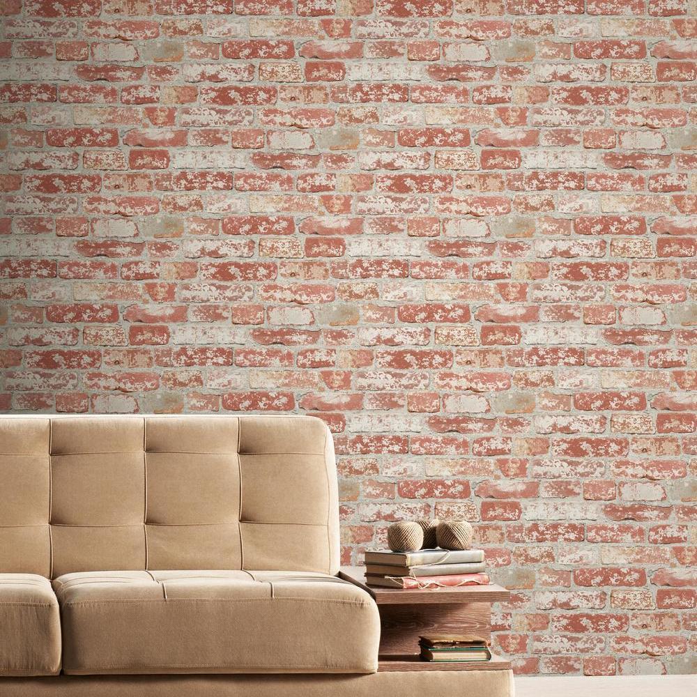 Brick Peel and Stick Wallpaper (Bright Red)