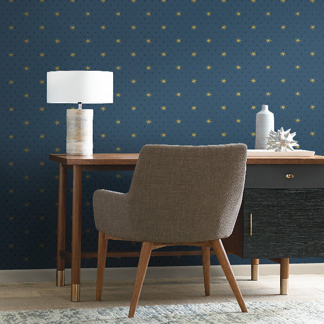 Stella Star Wallpaper- Navy