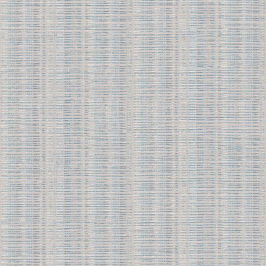 Broken Boucle Stripe Wallpaper- Putty/Blue Mix