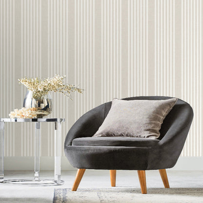 French Linen Stripe Wallpaper- Soft Linen