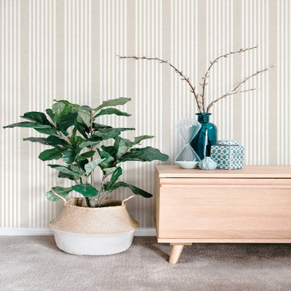 French Linen Stripe Wallpaper- Soft Linen