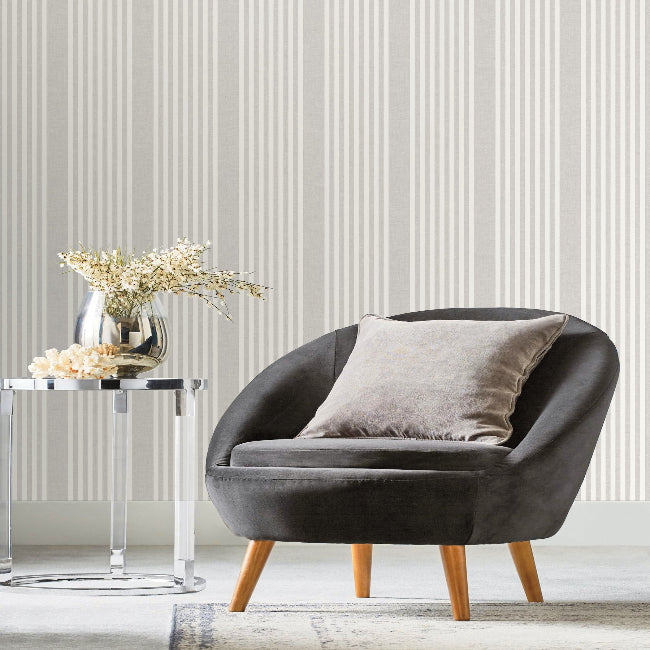 French Linen Stripe Wallpaper- Arctic Gray