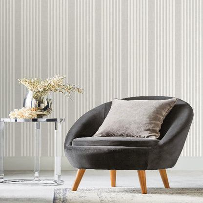 French Linen Stripe Wallpaper- Arctic Gray