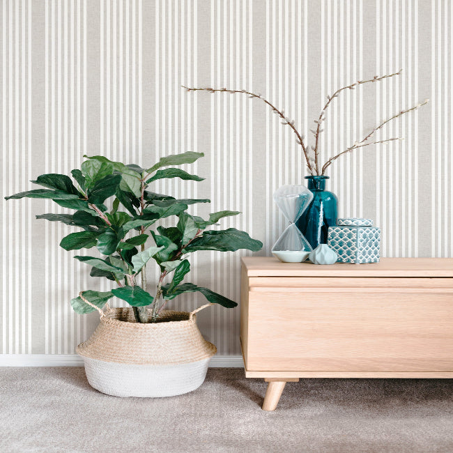 French Linen Stripe Wallpaper- Arctic Gray