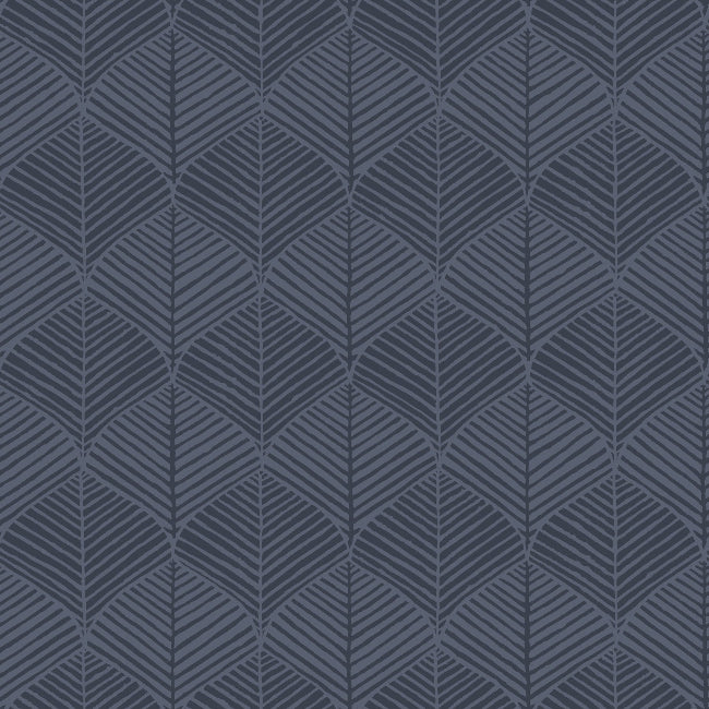 Palm Thatch Wallpaper- Navy