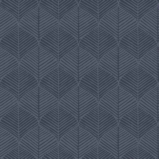 Palm Thatch Wallpaper- Navy
