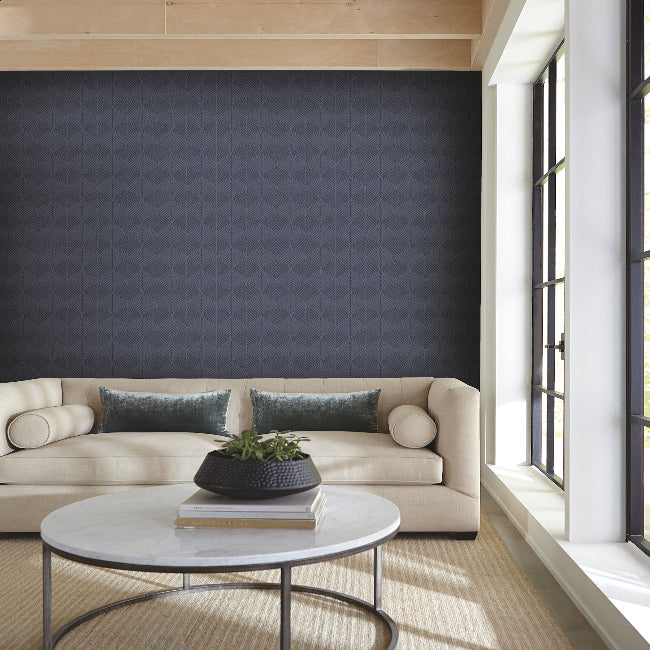 Palm Thatch Wallpaper- Navy