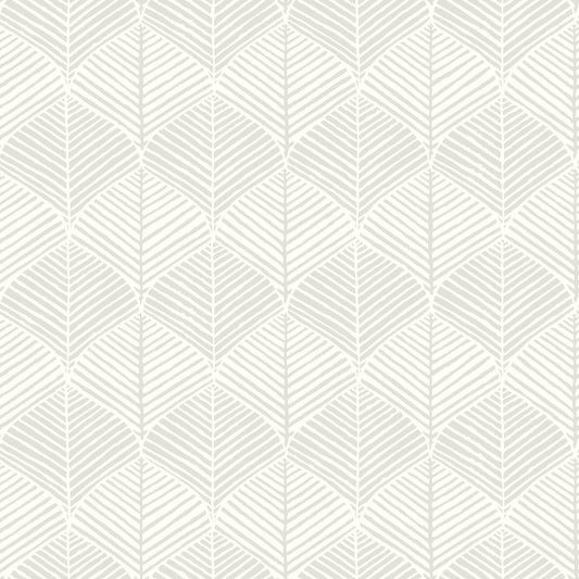 Palm Thatch Wallpaper- White/Grey