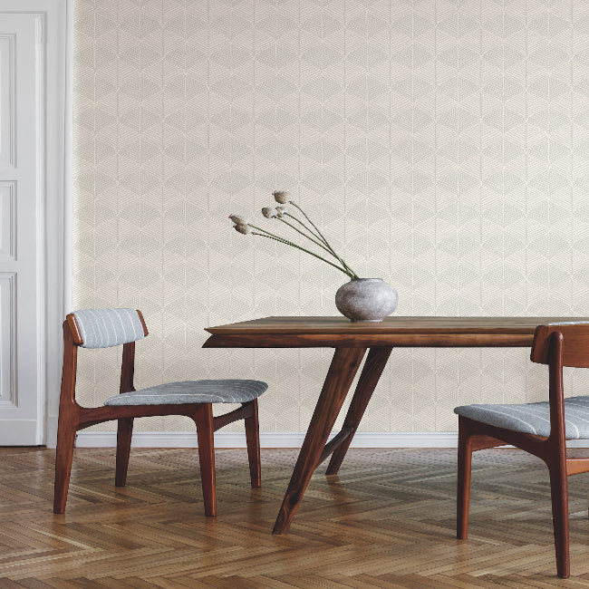 Palm Thatch Wallpaper- White/Grey