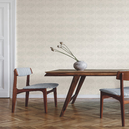 Palm Thatch Wallpaper- White/Grey