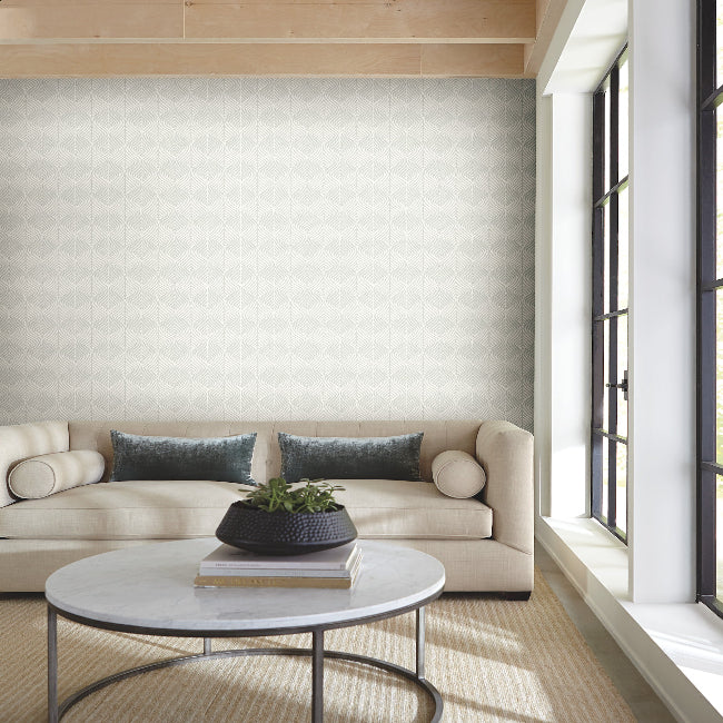 Palm Thatch Wallpaper- White/Grey