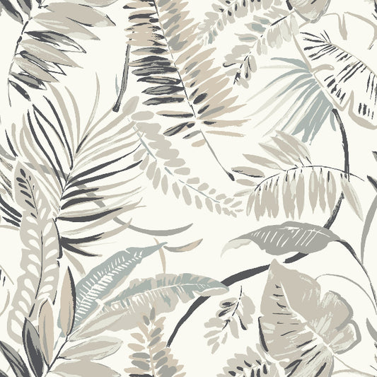 Tropical Toss Wallpaper- White/Neutrals