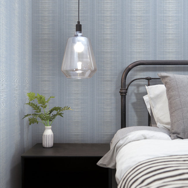 Silk Weave Stripe Wallpaper- Blue