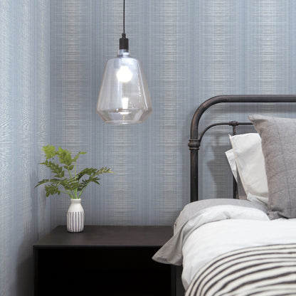 Silk Weave Stripe Wallpaper- Blue