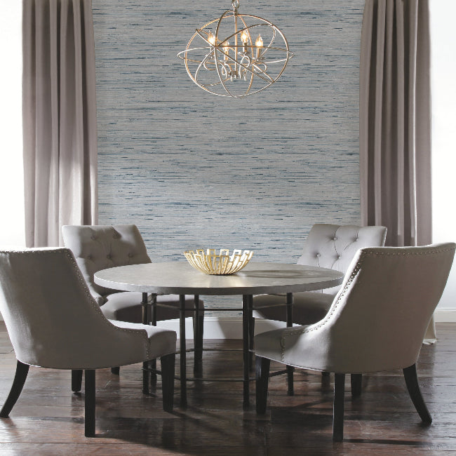 Lustrous Grasscloth Wallpaper- Light Grey/Blue