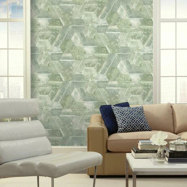 Hexagon Stone Wallpaper (Teal)