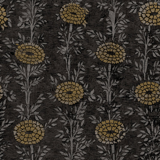 French Marigold Wallpaper- Black & Gold