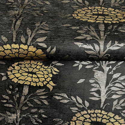 French Marigold Wallpaper- Black & Gold