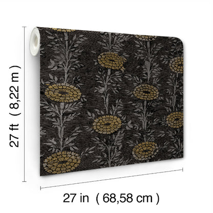French Marigold Wallpaper- Black & Gold