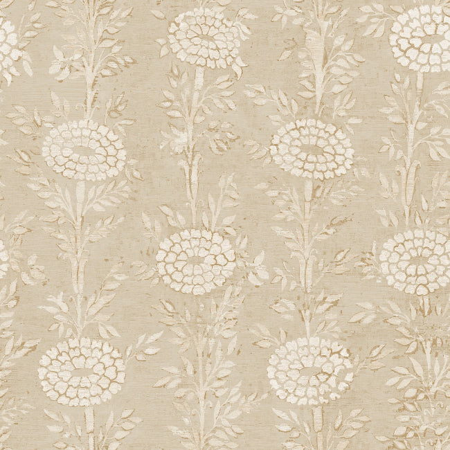French Marigold Wallpaper- Taupe & Gold
