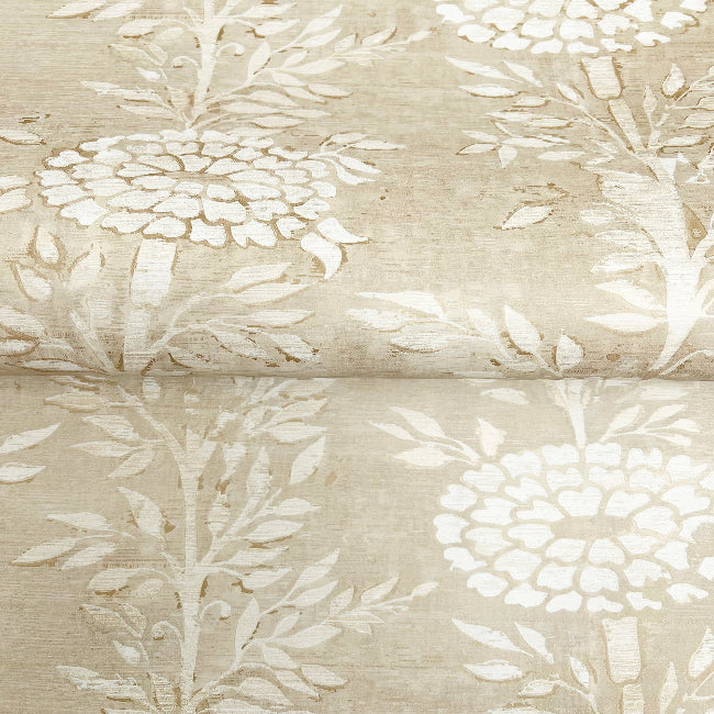 French Marigold Wallpaper- Taupe & Gold