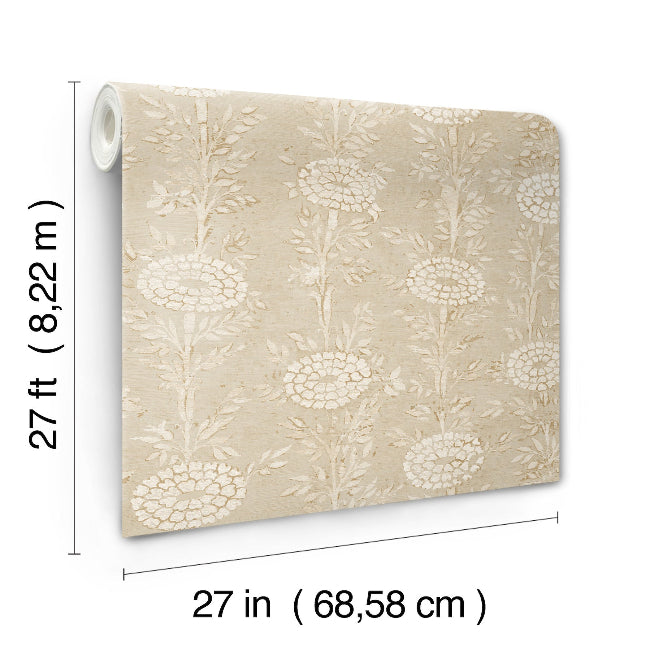 French Marigold Wallpaper- Taupe & Gold