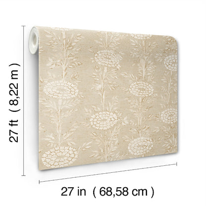 French Marigold Wallpaper- Taupe & Gold