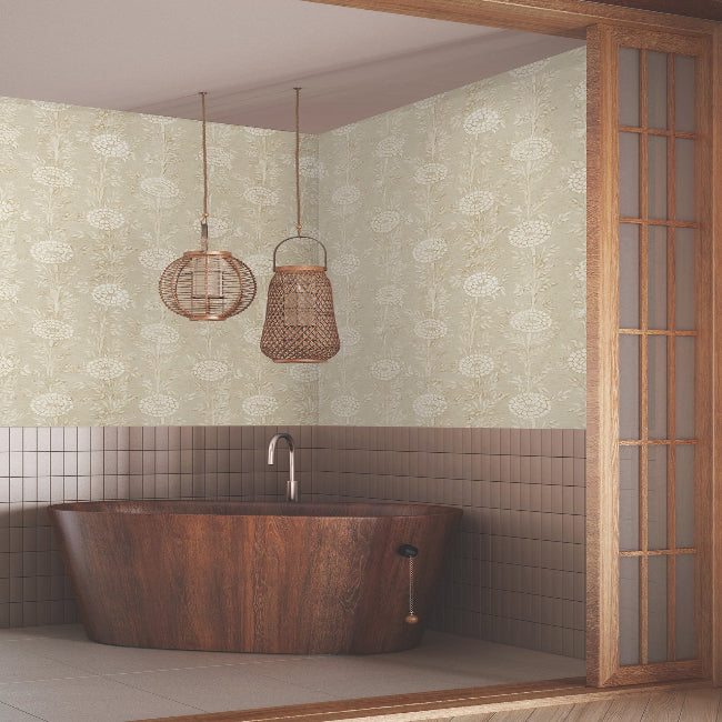 French Marigold Wallpaper- Taupe & Gold