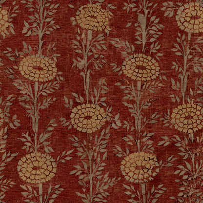 French Marigold Wallpaper- Red & Gold