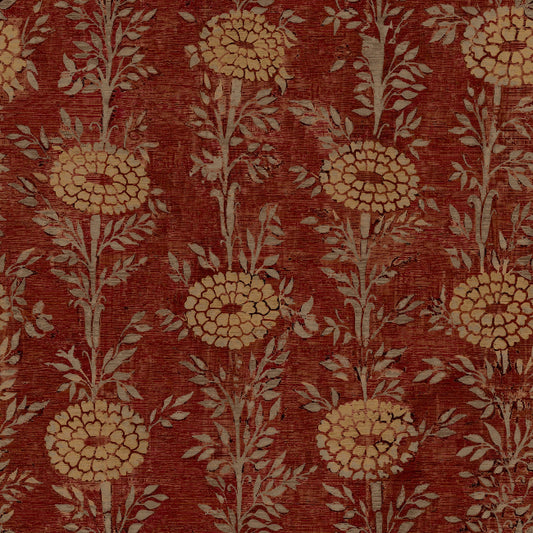 French Marigold Wallpaper- Red & Gold