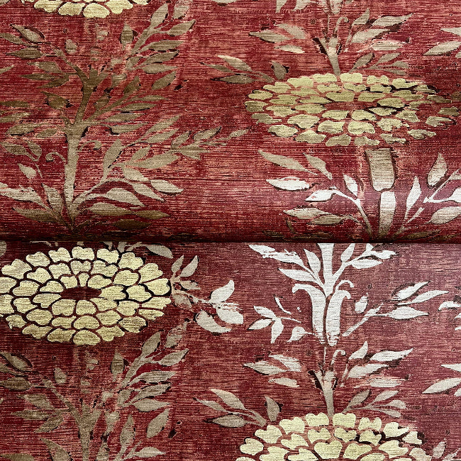 French Marigold Wallpaper- Red & Gold