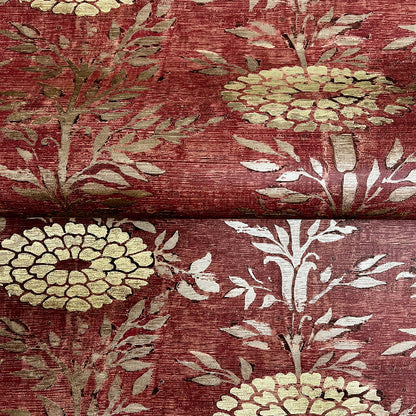 French Marigold Wallpaper- Red & Gold