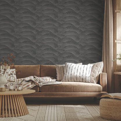 Morning Shell Wallpaper- Black & Grey
