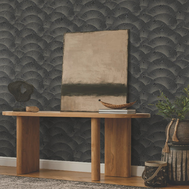Morning Shell Wallpaper- Black & Grey