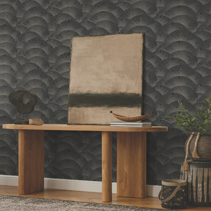 Morning Shell Wallpaper- Black & Grey