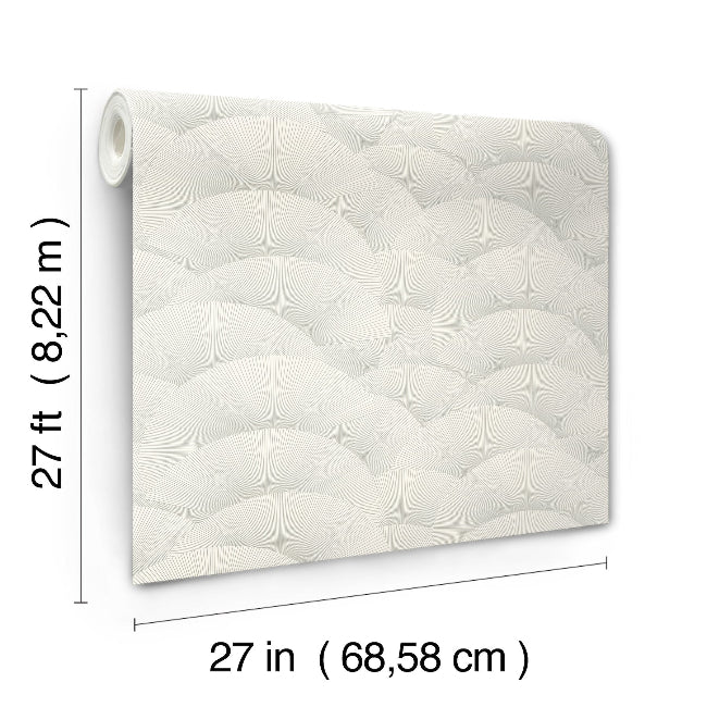 Morning Shell Wallpaper- White & Silver