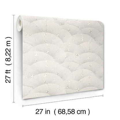 Morning Shell Wallpaper- White & Silver