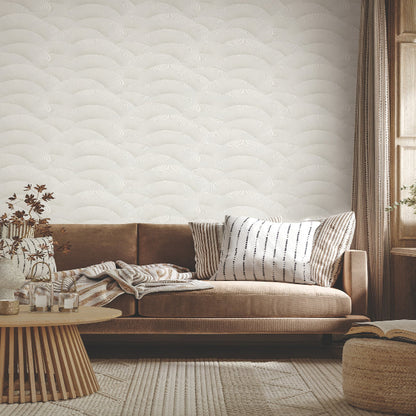 Morning Shell Wallpaper- White & Silver