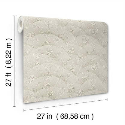 Morning Shell Wallpaper- Taupe & Gold