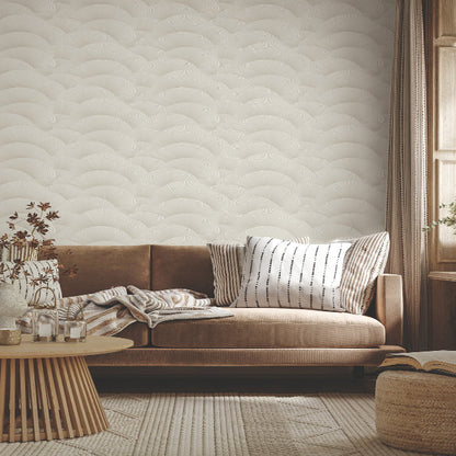 Morning Shell Wallpaper- Taupe & Gold