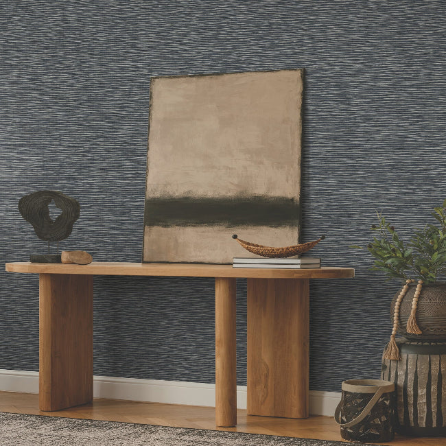 Lotus Weave Wallpaper- Navy